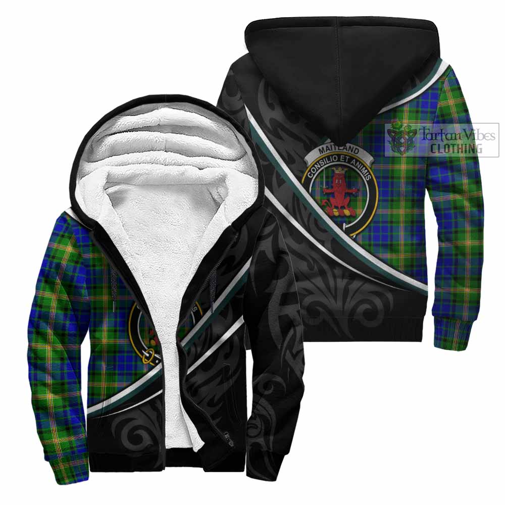 Maitland Tartan Family Crest Sherpa Hoodie Celtic Scottish Thistle Floral - Tartan Vibes Clothing