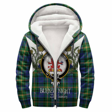 Maitland Tartan Family Crest Sherpa Hoodie Scottish Burns Night Thistle Floral