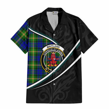 Maitland Tartan Family Crest Short Sleeve Button Shirt Celtic Scottish Thistle Floral - Tartan Vibes Clothing