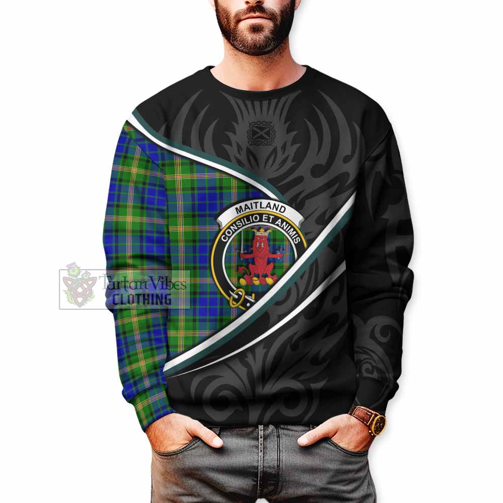 Maitland Tartan Family Crest Sweatshirt Celtic Scottish Thistle Floral - Tartan Vibes Clothing
