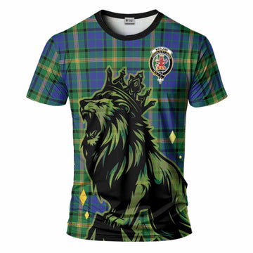 Maitland Tartan Family Crest T-Shirt Crowned Lion Roaring