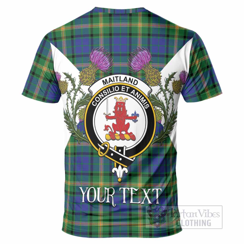Maitland Tartan Family Crest T-Shirt Scottish Burns Night Thistle Floral