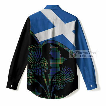 Maitland Tartan Family Crest Women Casual Shirt Scotland Thistle Floral Flag Style
