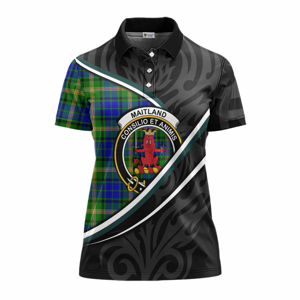 Maitland Tartan Family Crest Women's Polo Shirt Celtic Scottish Thistle Floral - Tartan Vibes Clothing