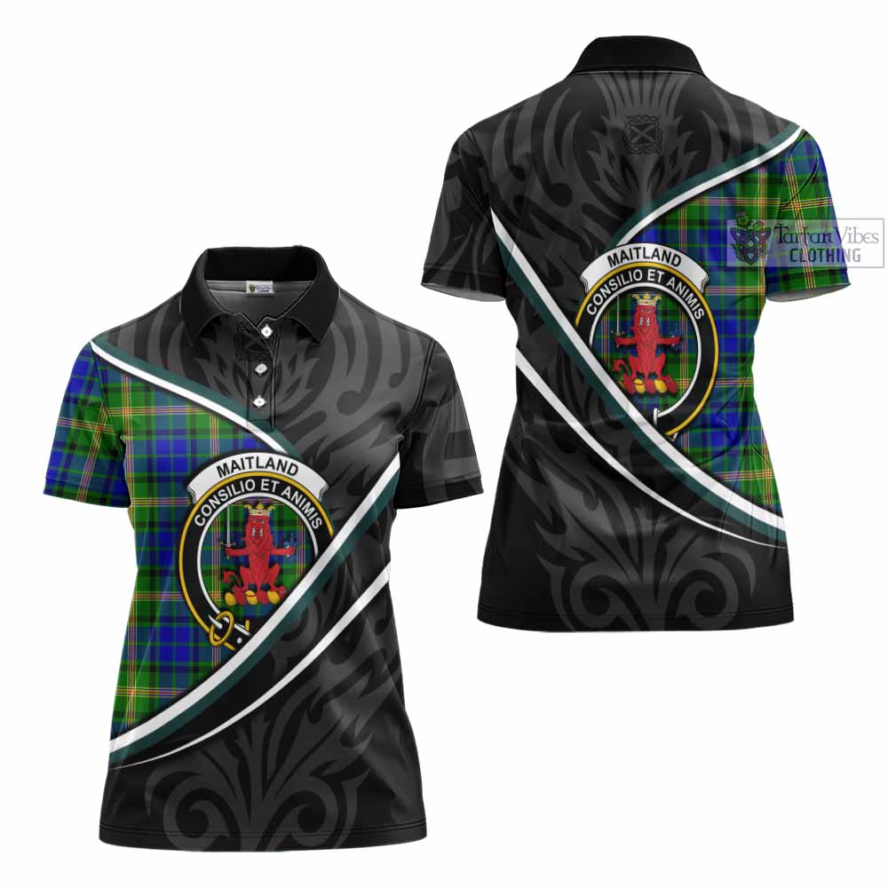 Maitland Tartan Family Crest Women's Polo Shirt Celtic Scottish Thistle Floral - Tartan Vibes Clothing
