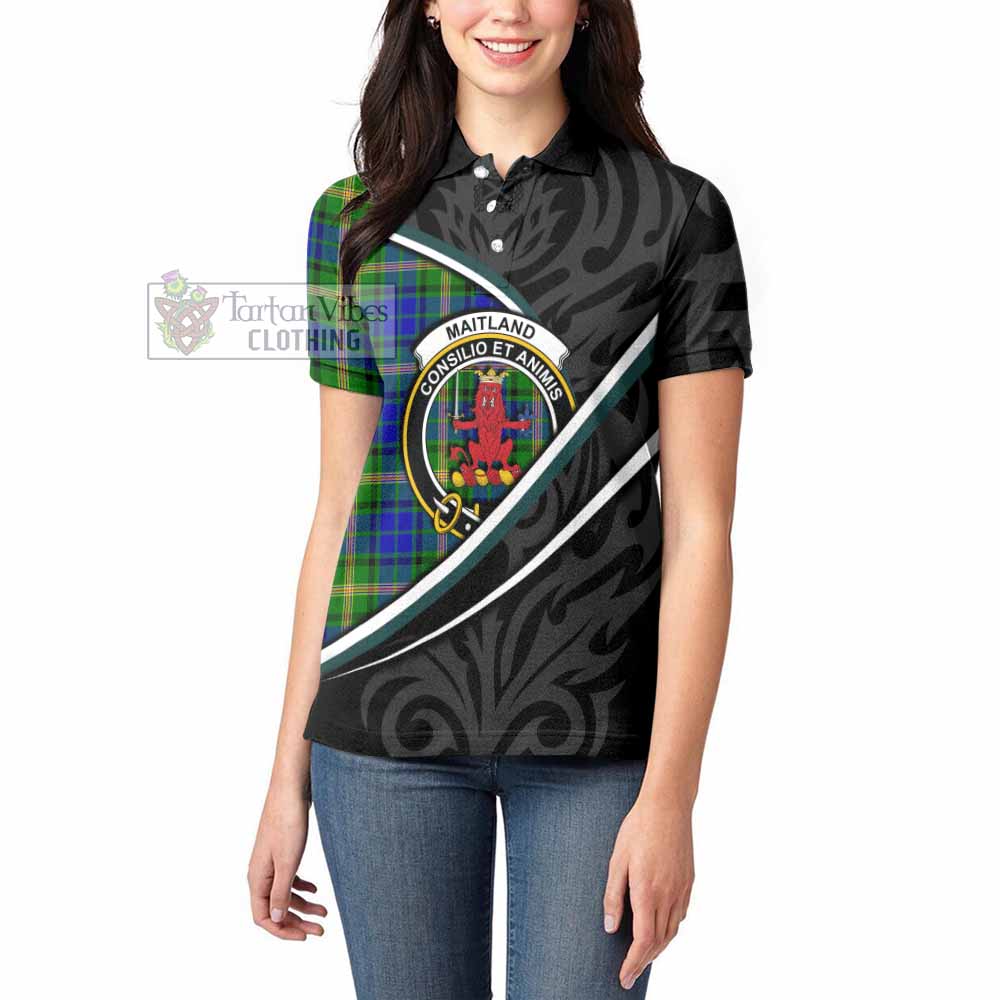 Maitland Tartan Family Crest Women's Polo Shirt Celtic Scottish Thistle Floral - Tartan Vibes Clothing