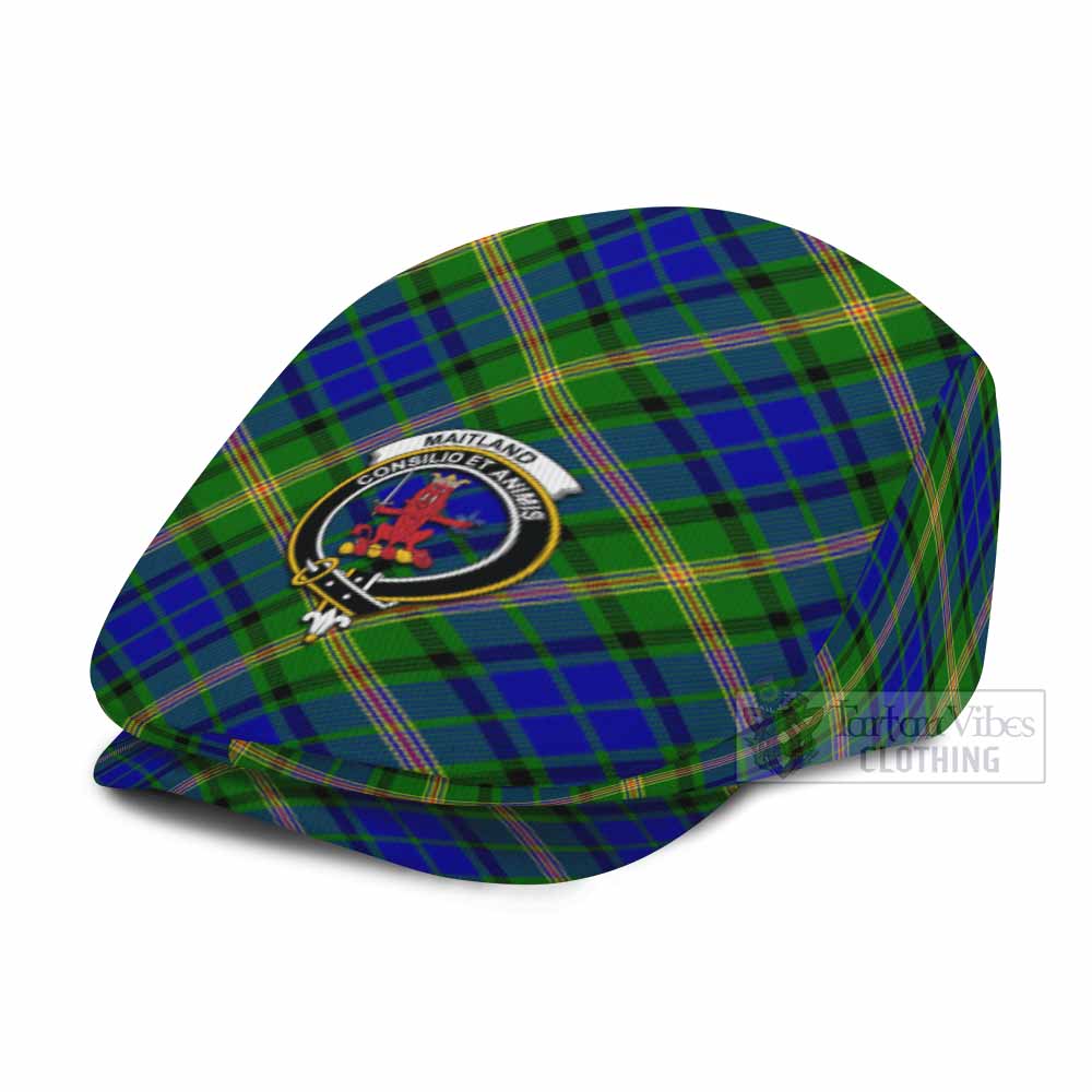 Maitland Tartan Flat Cap, Jeff Cap Cross Style with Family Crest - Tartan Vibes Clothing