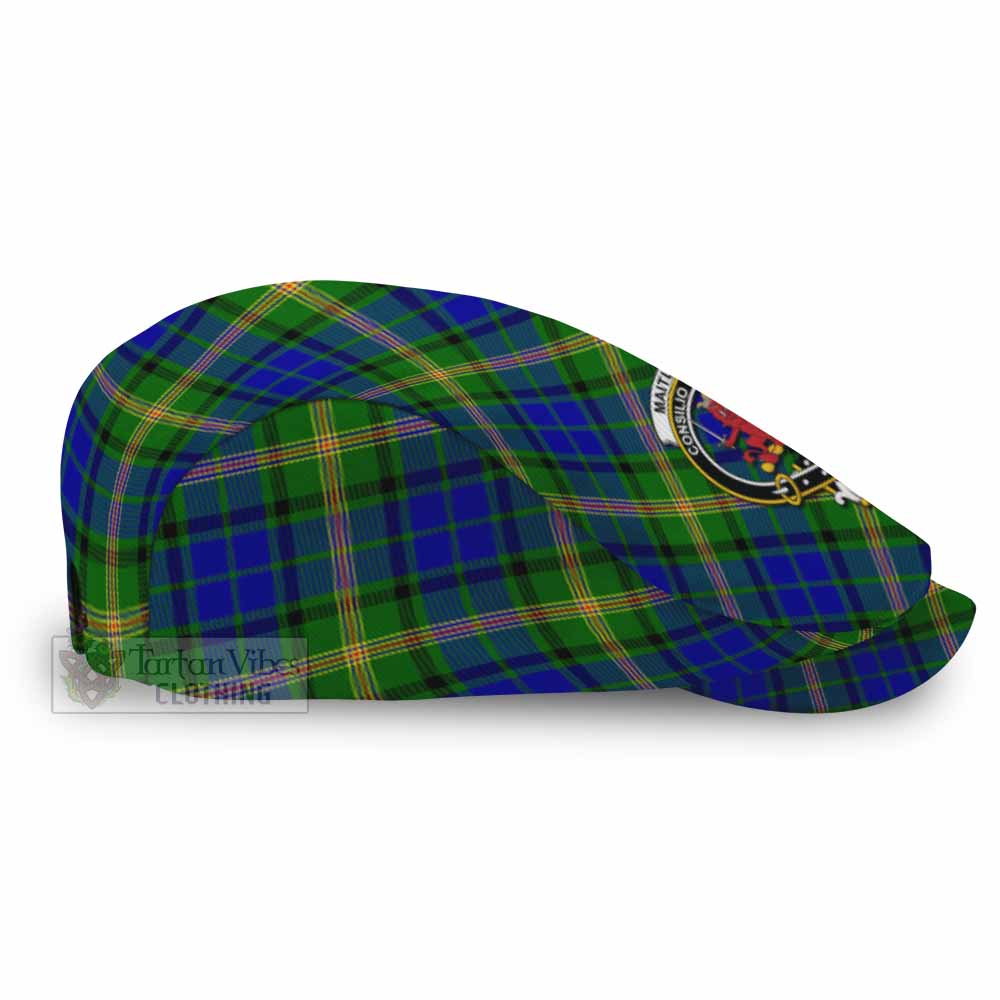 Maitland Tartan Flat Cap, Jeff Cap Cross Style with Family Crest - Tartan Vibes Clothing