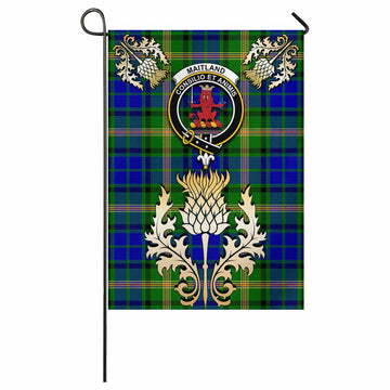 Maitland Tartan Garden Flag with Golden Regal Scottish Thistle Emblem - Tartan Vibes Clothing
