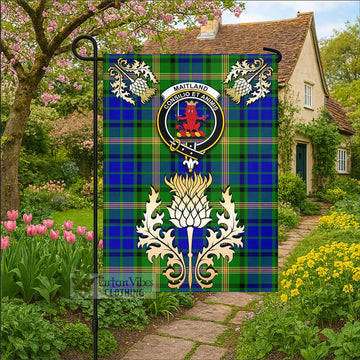Maitland Tartan Garden Flag with Golden Regal Scottish Thistle Emblem - Tartan Vibes Clothing