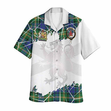 Maitland Tartan Hawaiian Shirt with Family Crest and Lion Rampant Grunge Style