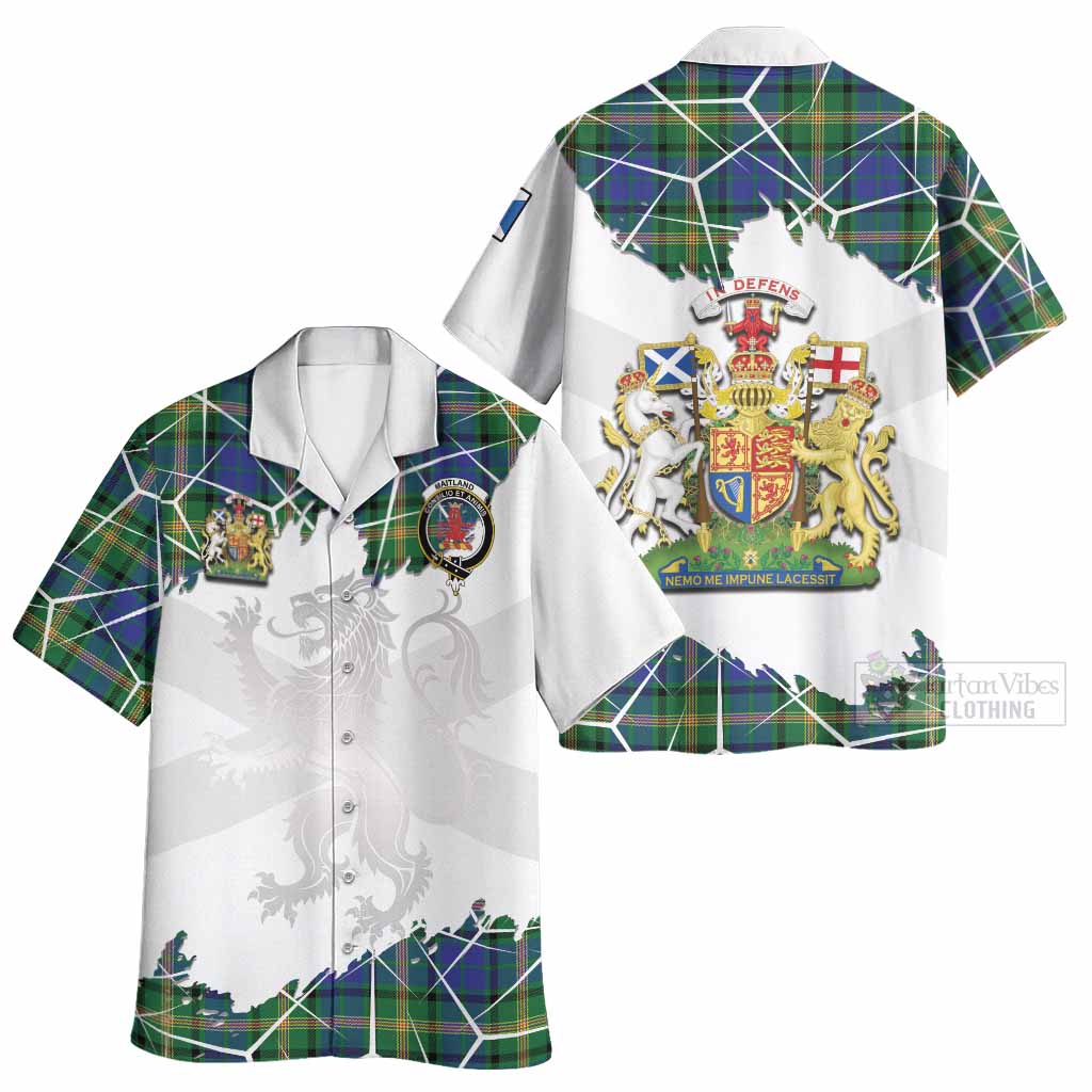 Maitland Tartan Hawaiian Shirt with Family Crest and Lion Rampant Grunge Style