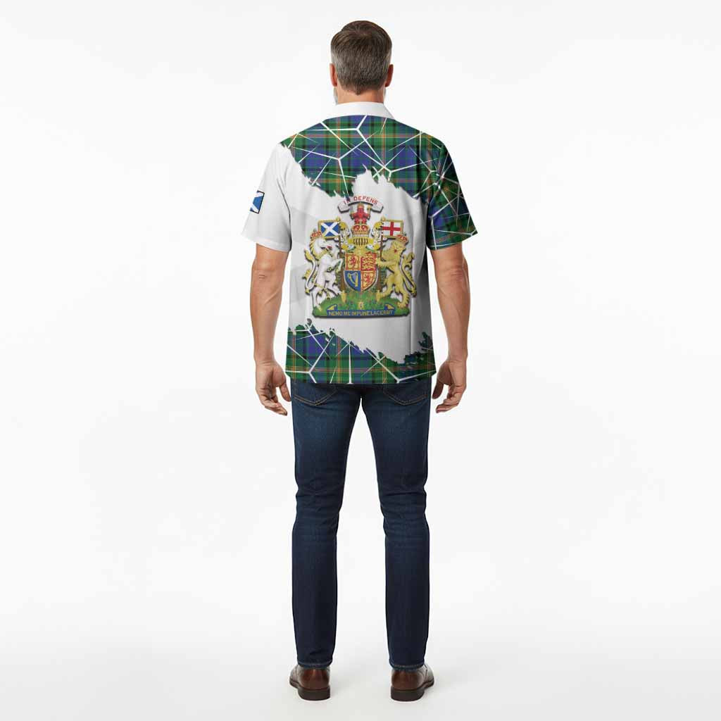 Maitland Tartan Hawaiian Shirt with Family Crest and Lion Rampant Grunge Style