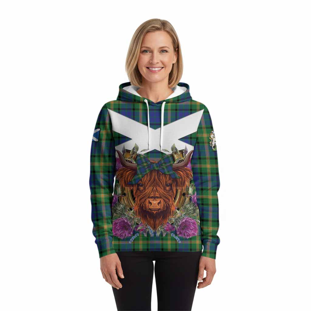 Maitland Tartan Hoodie Scottish Thistle Heilan Coo