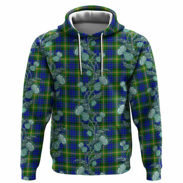 Maitland Tartan Hoodie Seamless Scottish Thistle Flowers