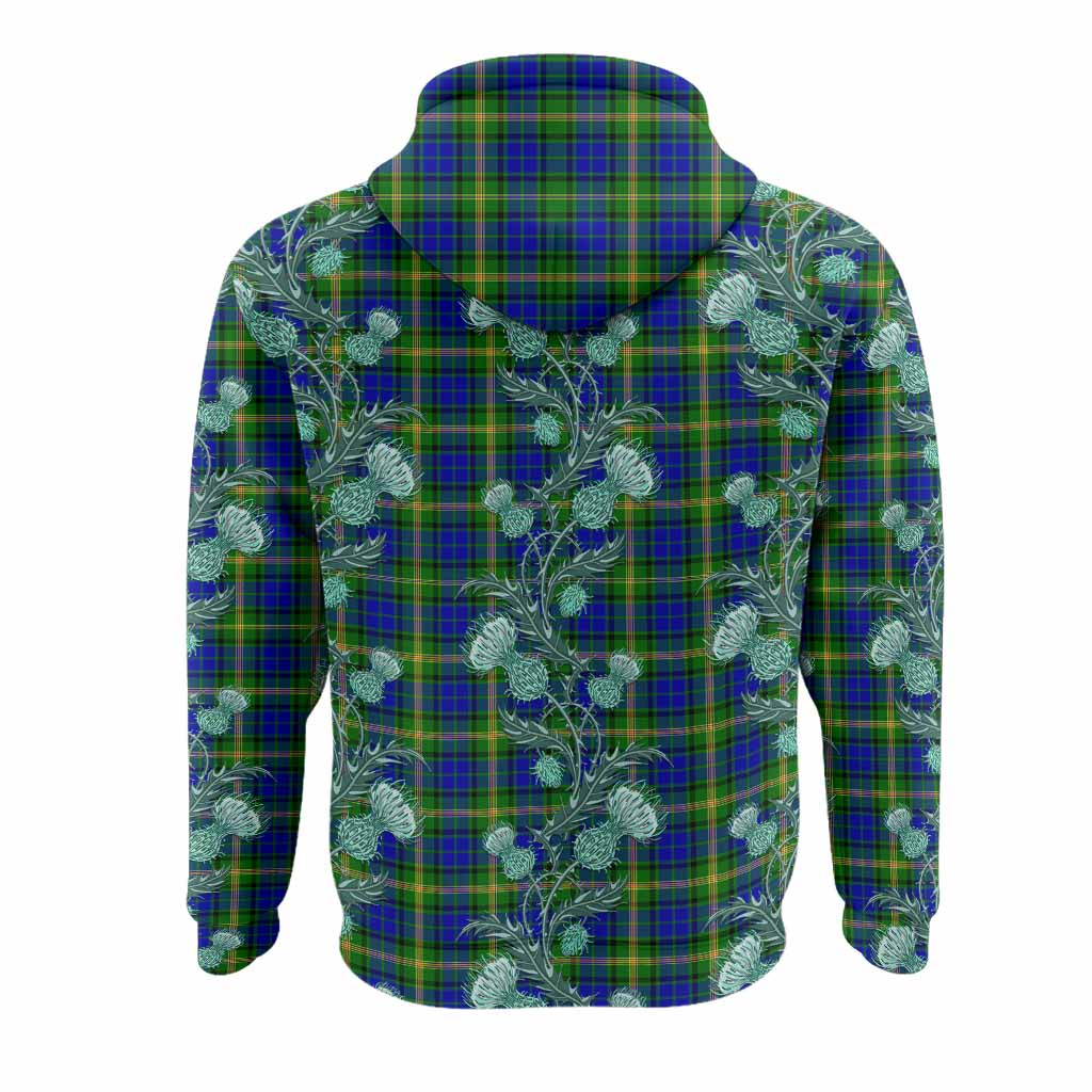 Maitland Tartan Hoodie Seamless Scottish Thistle Flowers