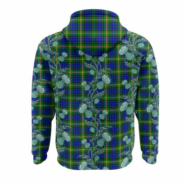 Maitland Tartan Hoodie Seamless Scottish Thistle Flowers