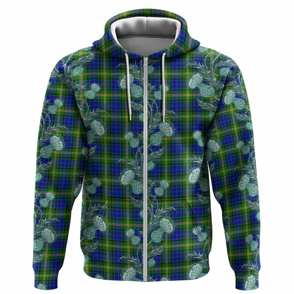 Maitland Tartan Hoodie Seamless Scottish Thistle Flowers