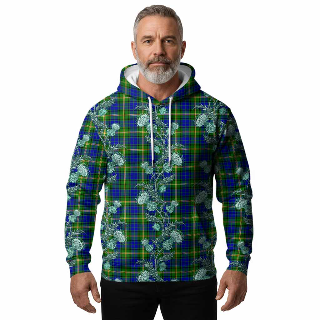 Maitland Tartan Hoodie Seamless Scottish Thistle Flowers
