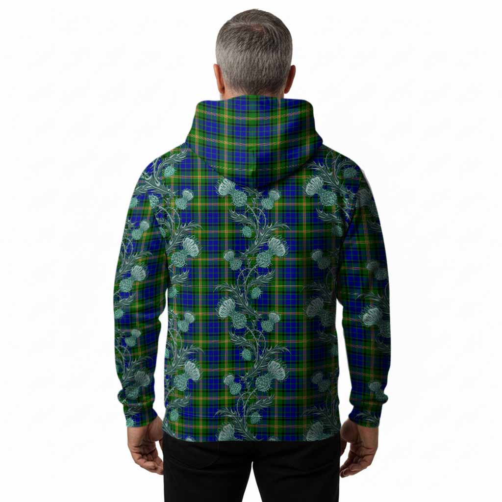 Maitland Tartan Hoodie Seamless Scottish Thistle Flowers