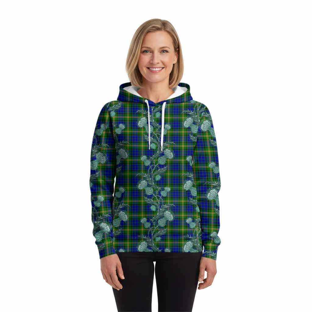 Maitland Tartan Hoodie Seamless Scottish Thistle Flowers