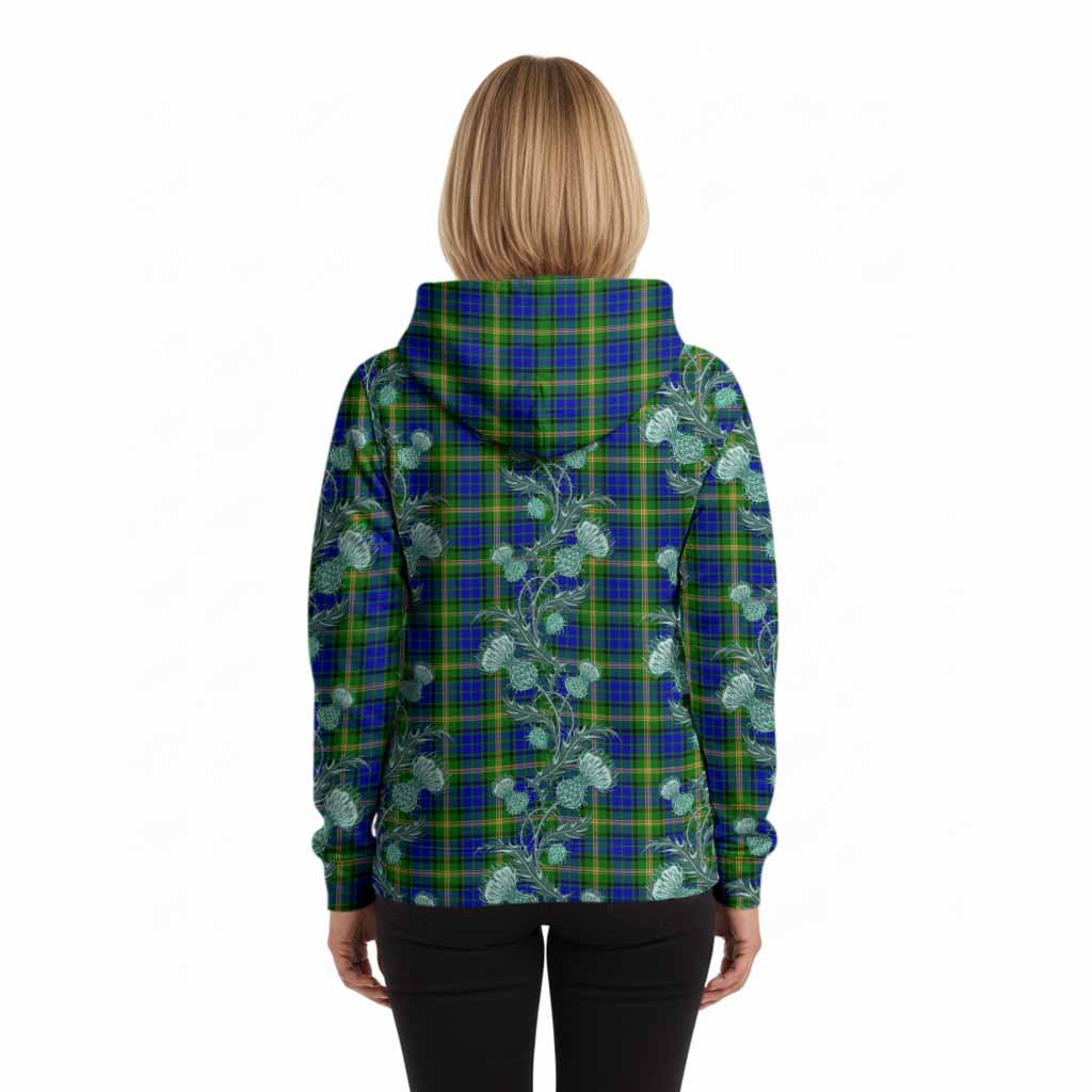 Maitland Tartan Hoodie Seamless Scottish Thistle Flowers