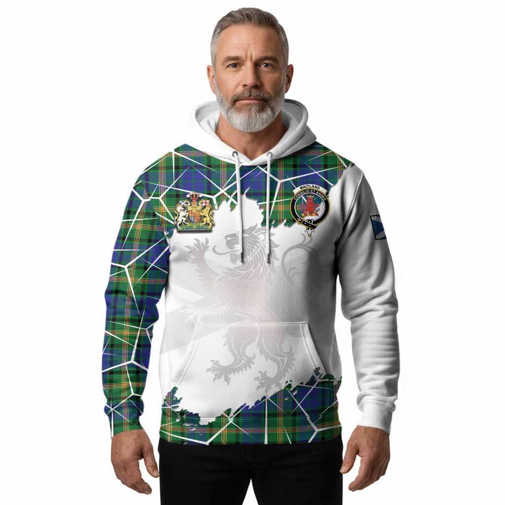 Maitland Tartan Hoodie with Family Crest and Lion Rampant Grunge Style