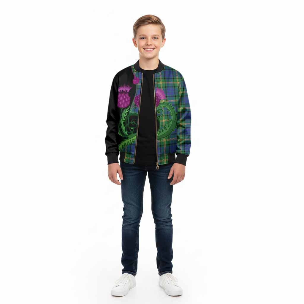 Maitland Tartan Kid Bomber Jacket Traditional Scottish Thistle