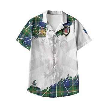 Maitland Tartan Kid Hawaiian Shirt with Family Crest and Lion Rampant Grunge Style