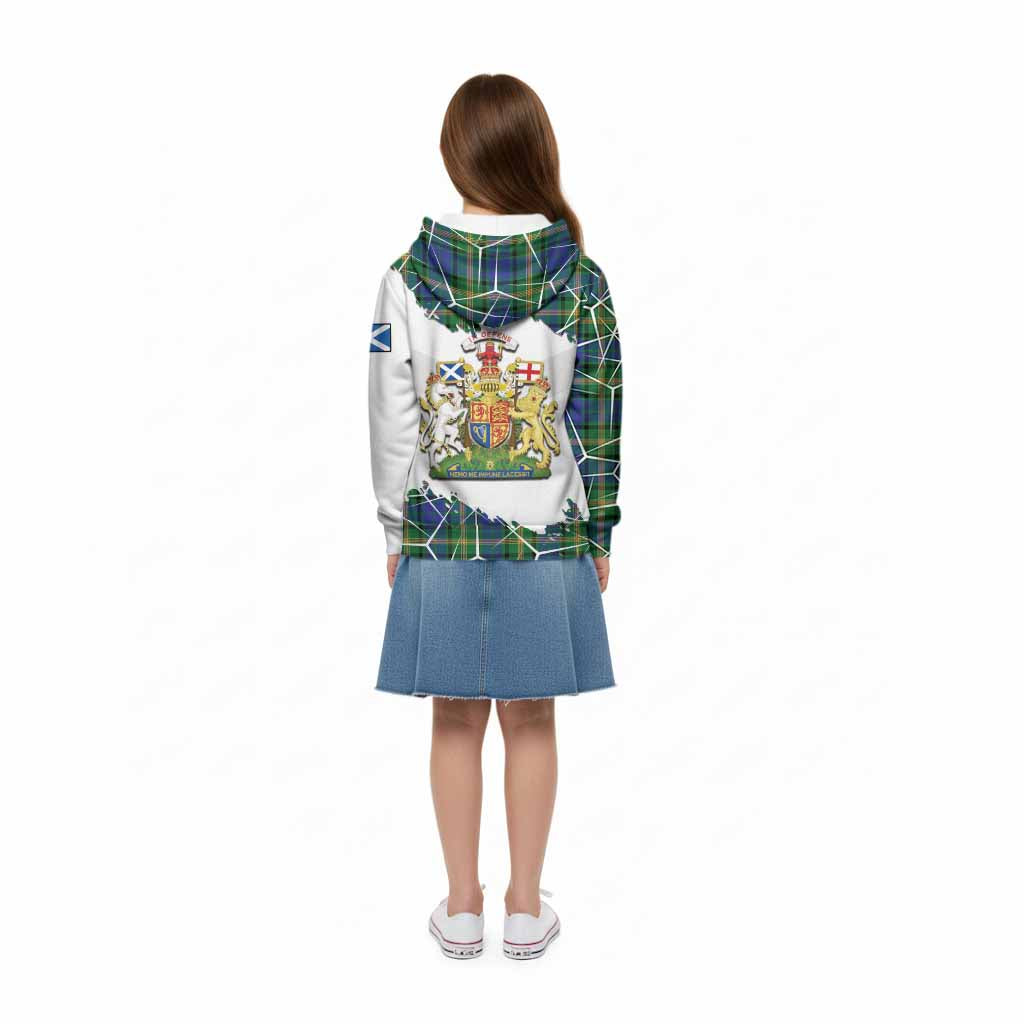 Maitland Tartan Kid Hoodie with Family Crest and Lion Rampant Grunge Style
