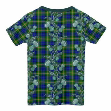 Maitland Tartan Kid T-shirt Seamless Scottish Thistle Flowers