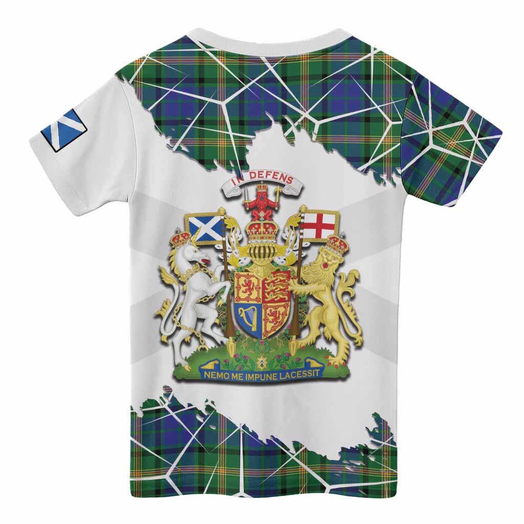 Maitland Tartan Kid T-shirt with Family Crest and Lion Rampant Grunge Style