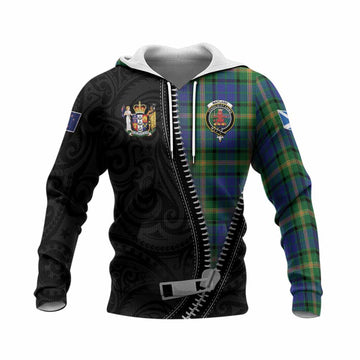 Maitland Tartan Knitted Hoodie New Zealand Pattern Unique Zipper Stylized