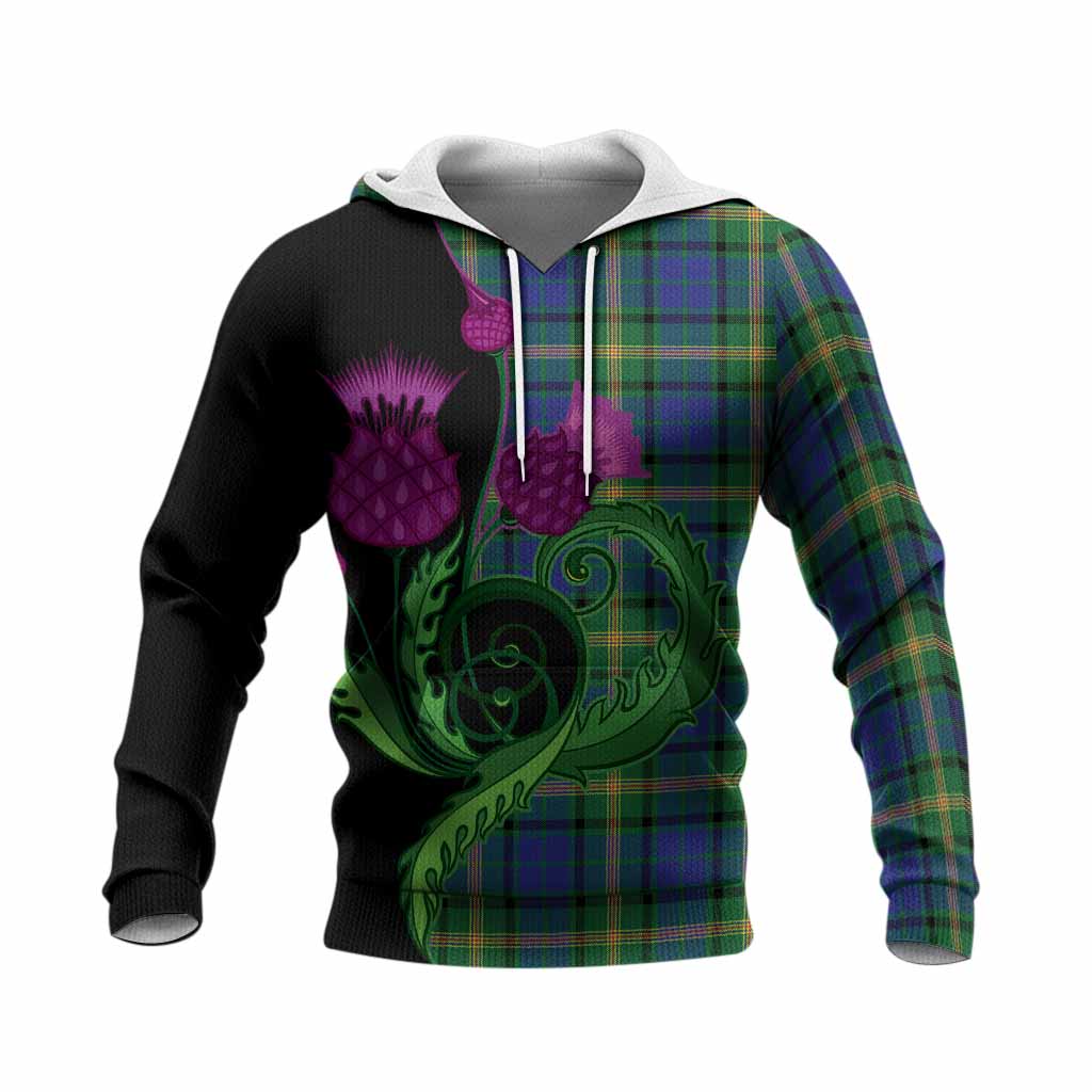 Maitland Tartan Knitted Hoodie Traditional Scottish Thistle