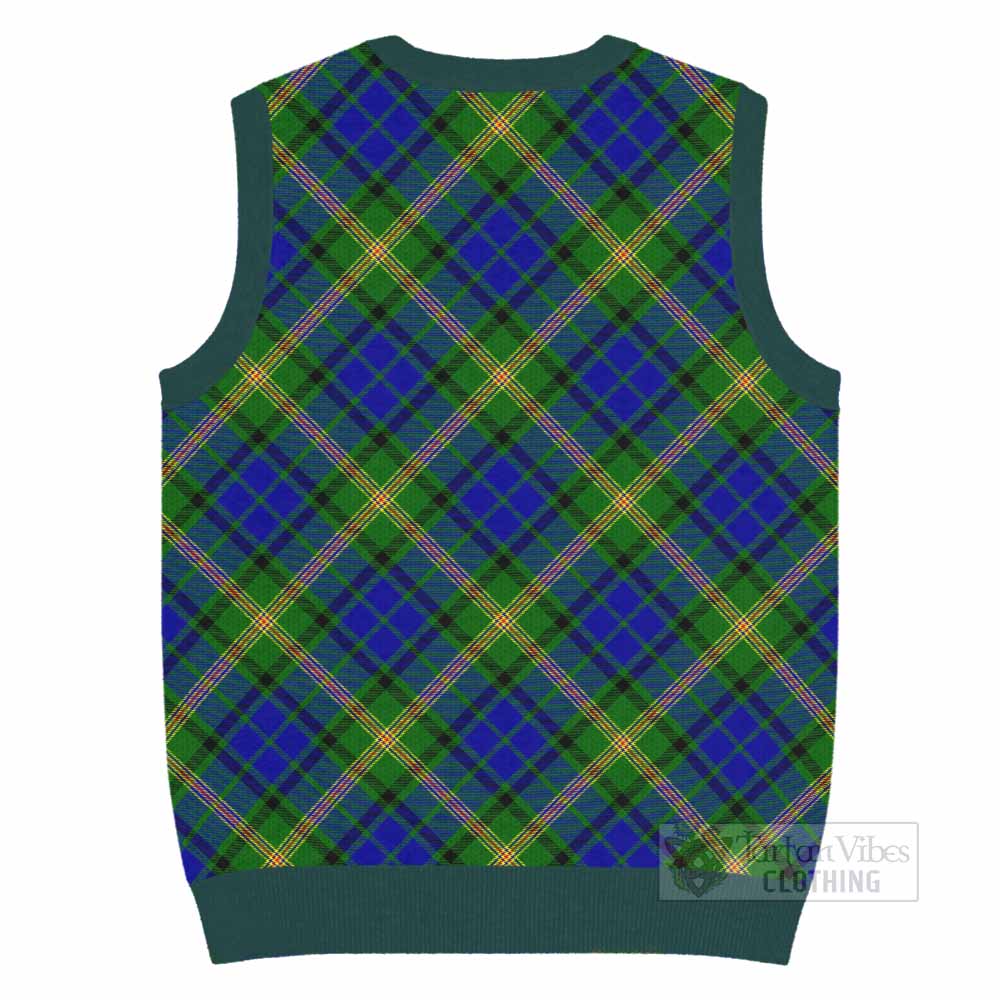 Maitland Tartan Knitted V-Neck Vest with Family Crest Cross Style