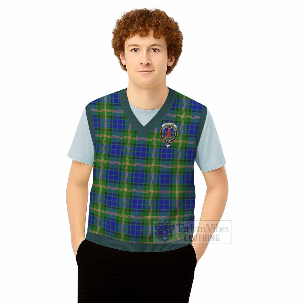 Maitland Tartan Knitted V-Neck Vest with Family Crest - Tartan Vibes Clothing