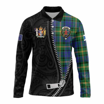 Maitland Tartan Long Sleeve Polo Shirt New Zealand Pattern Unique Zipper Stylized