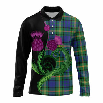 Maitland Tartan Long Sleeve Polo Shirt Traditional Scottish Thistle