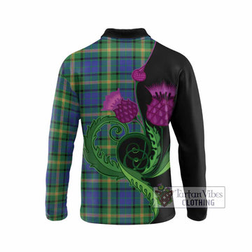Maitland Tartan Long Sleeve Polo Shirt Traditional Scottish Thistle