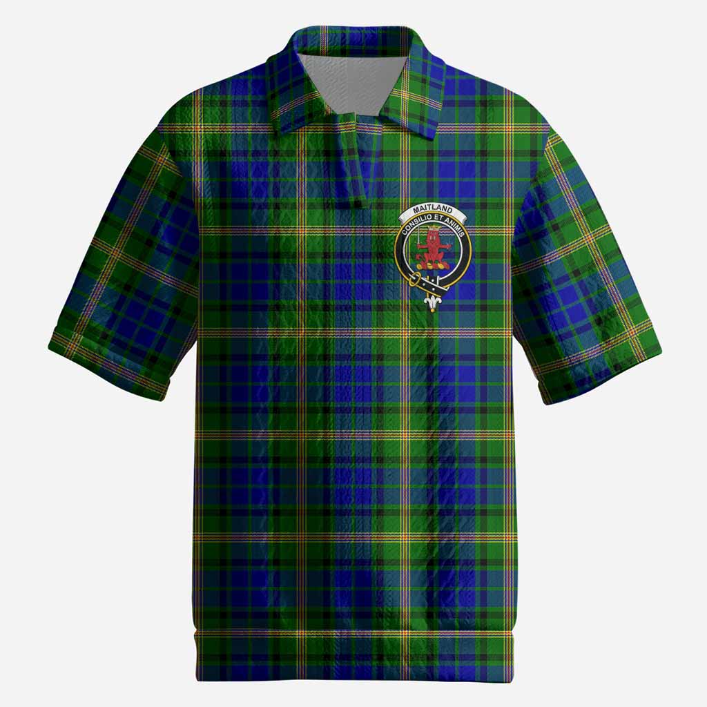 Maitland Tartan Men’s Polo Sweater Top with Family Crest