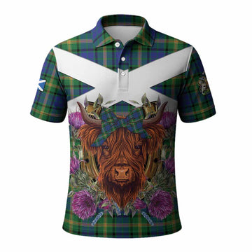 Maitland Tartan Polo Shirt Scottish Thistle Heilan Coo
