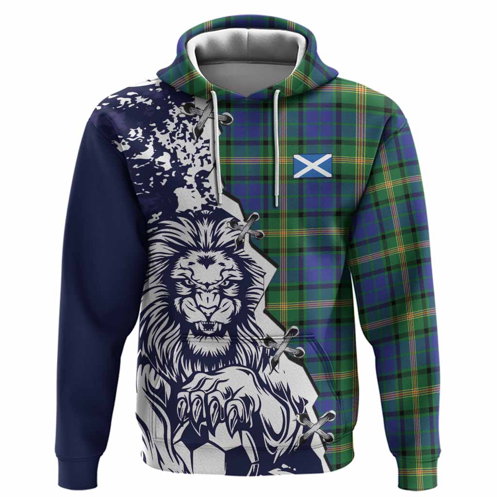 Maitland Tartan Scottish Hoodie Angry Lion With Soccer Ball Style