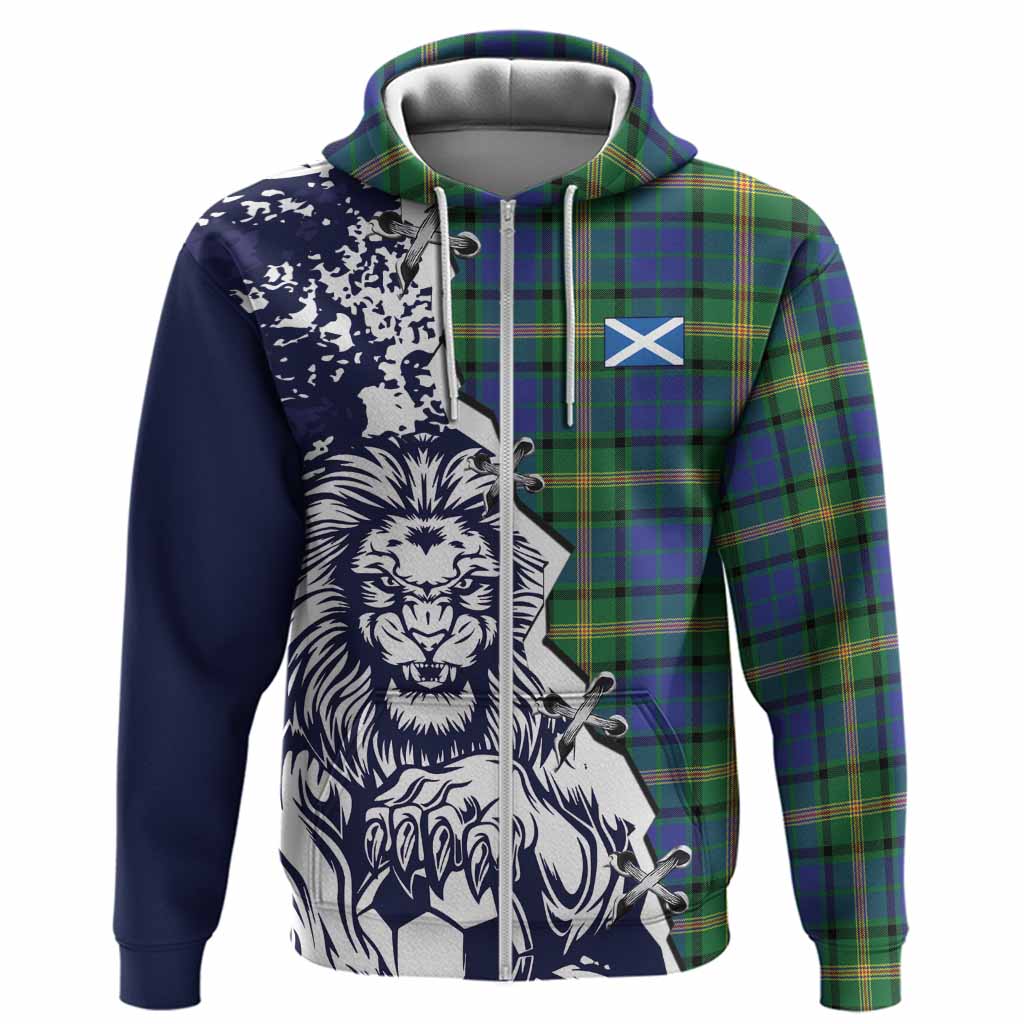 Maitland Tartan Scottish Hoodie Angry Lion With Soccer Ball Style
