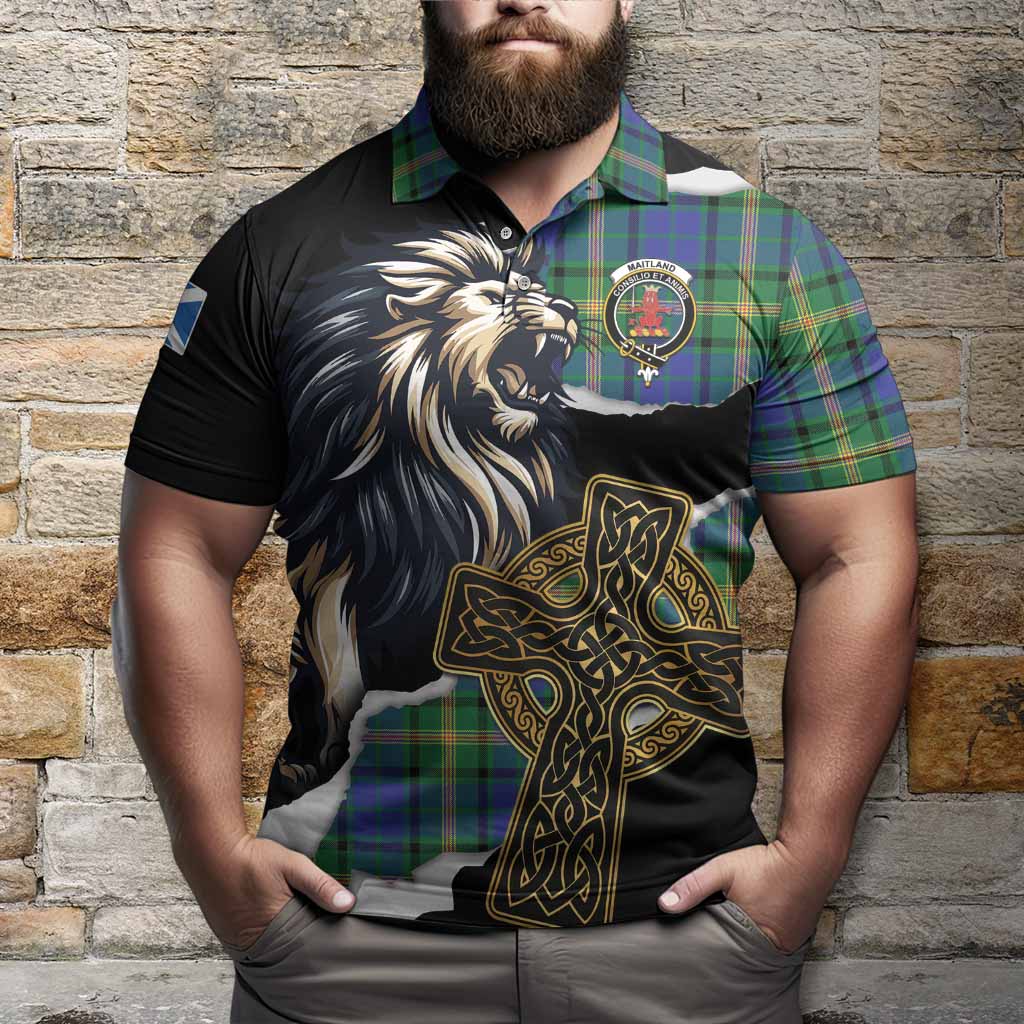 Maitland Tartan Scottish Polo Shirt Lion Celtic Heritage