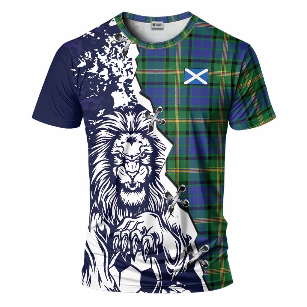 Maitland Tartan Scottish T-Shirt Angry Lion With Soccer Ball Style