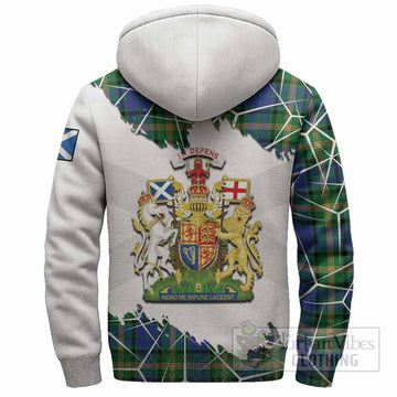 Maitland Tartan Sherpa Hoodie with Family Crest and Lion Rampant Grunge Style