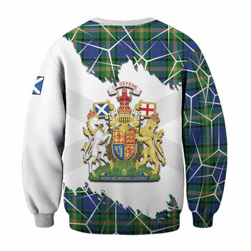 Maitland Tartan Sweatshirt with Family Crest and Lion Rampant Grunge Style