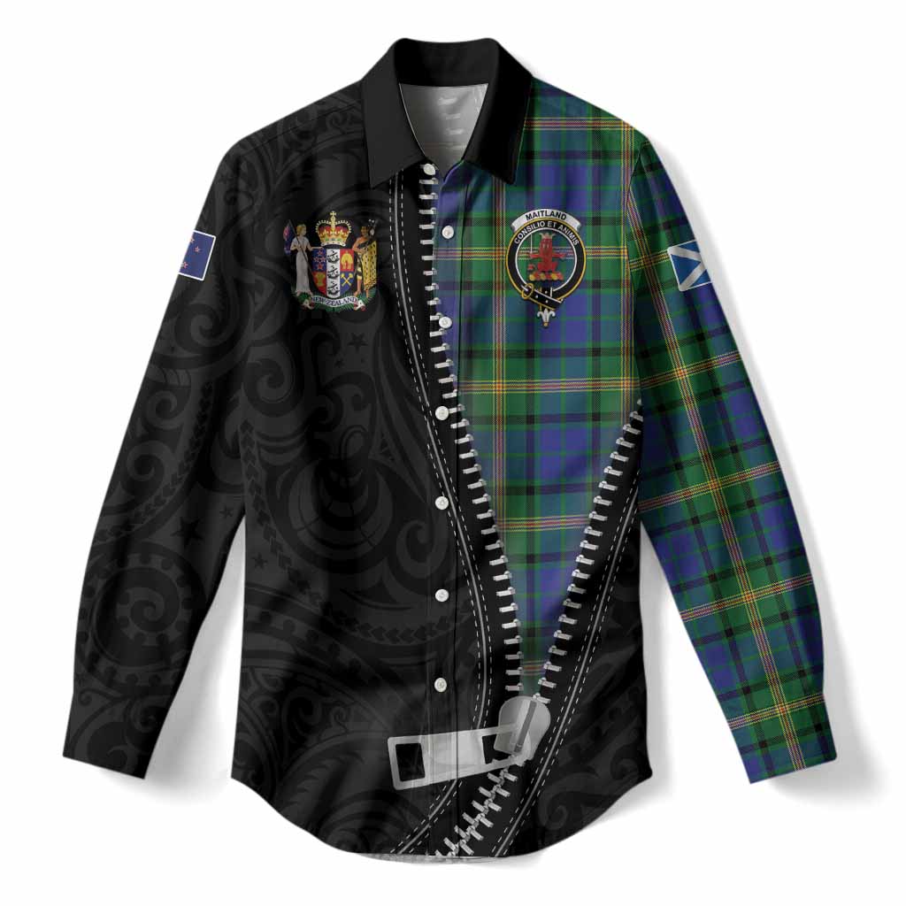 Maitland Tartan Women Casual Shirt New Zealand Pattern Unique Zipper Stylized