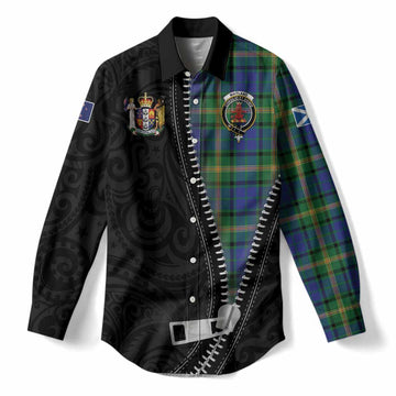 Maitland Tartan Women Casual Shirt New Zealand Pattern Unique Zipper Stylized