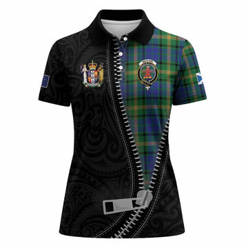 Maitland Tartan Women Polo Shirt New Zealand Pattern Unique Zipper Stylized